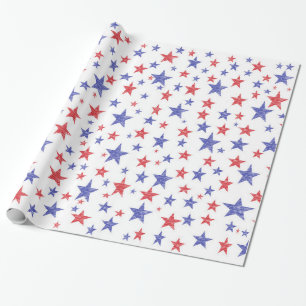 Patriotiska stjärnor som slår in papper presentpapper