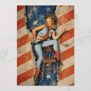 Patriotiska stygga inbjudan för CowGirlJuli 4th