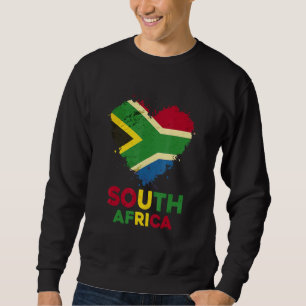 Patriotiska Sydafrika Hjärtflagga för Negro stolth Lång Ärmad Tröja