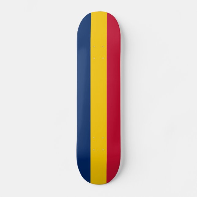 Patriotiska Tchadflaggan Mini Skateboard Bräda 18,5 Cm (Framsida)