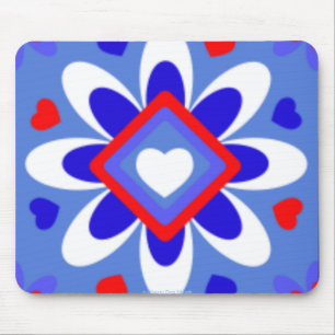 PATRIOTISKA TEMMAMOUSEPAD - DESIGNER HEART FLOWER MUSMATTA