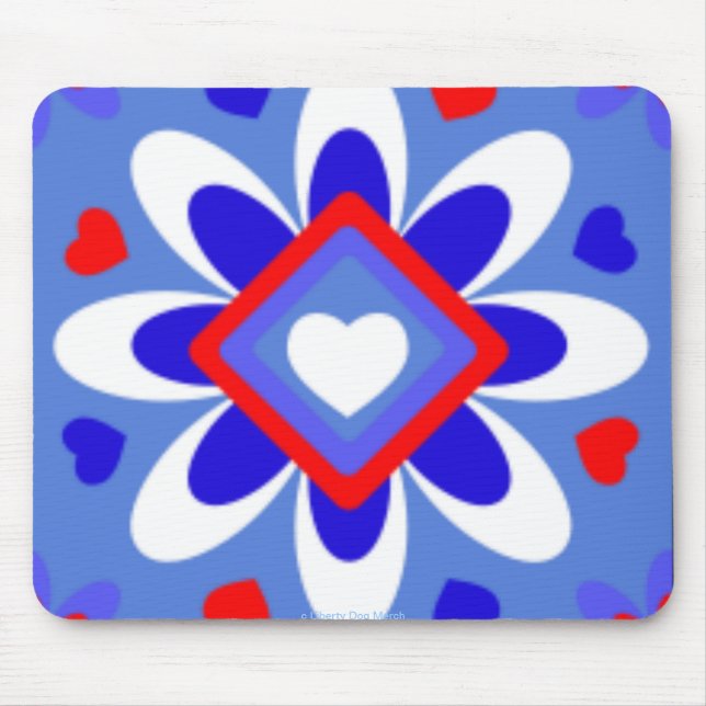 PATRIOTISKA TEMMAMOUSEPAD - DESIGNER HEART FLOWER MUSMATTA (Framsidan)