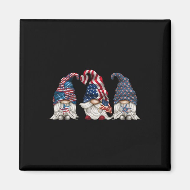 Patriotiska Tomtar 4:e Juli Rolig Tomte Kärlek Ame Magnet (Framsidan)