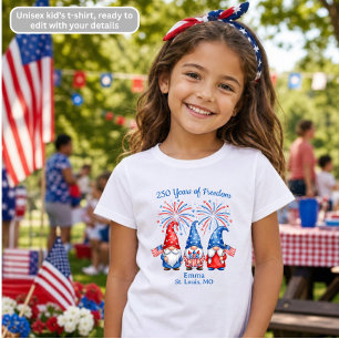 Patriotiska Tomtar Barn T-Shirt 250 År av Frihet