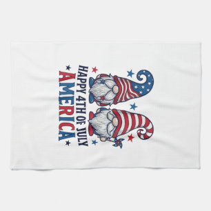 Patriotiska Tomtar Glad 4:e Juli Amerika Tröja_1 Kökshandduk