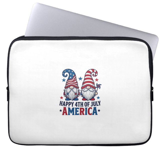 Patriotiska Tomtar Glad 4:e Juli Amerika Tröja_1 Laptop Fodral (Framsidan)
