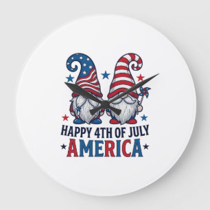 Patriotiska Tomtar Glad 4:e Juli Amerika Tröja_1 Stor Klocka