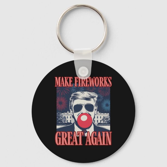 Patriotiska Trump Gör Fireworks Great Again 4:e ju Nyckelring (Framsida)