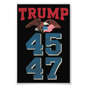 Patriotiska Trump Vann 45 och 47 Seger Vinnare Tru Fototryck