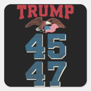 Patriotiska Trump Vann 45 och 47 Seger Vinnare Tru Fyrkantigt Klistermärke