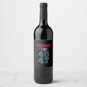 Patriotiska Trump Vann 45 och 47 Seger Vinnare Tru Vinflaska Etikett