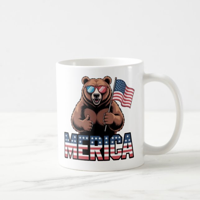 Patriotiska tummar upp Bear Mugg - Roligt American (Höger)