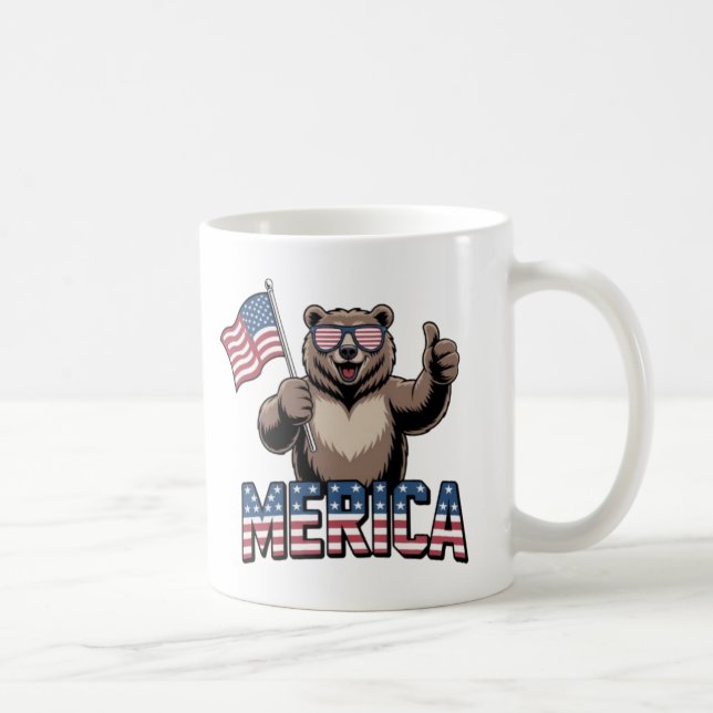 Patriotiska tummar upp Bear Mugg - Roligt American (Höger)