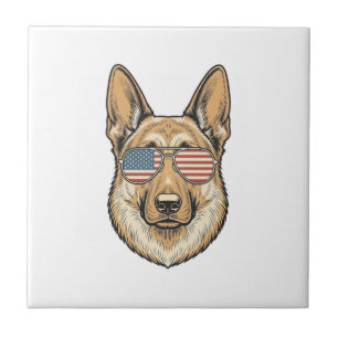 Patriotiska tyska herdehund solglasögon Vintage Ar Kakelplatta