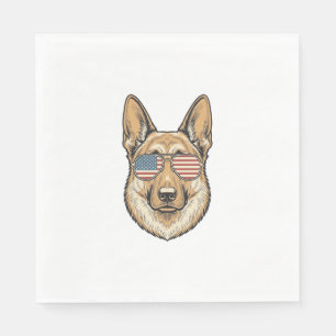 Patriotiska tyska herdehund solglasögon Vintage Ar Pappersservett