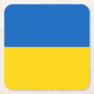 Patriotiska ukrainska flaggan underlägg papper kvadrat