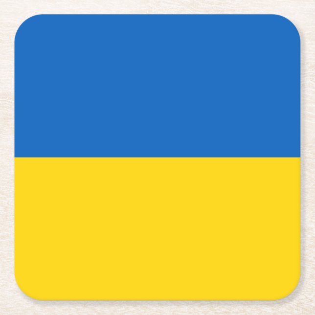 Patriotiska ukrainska flaggan underlägg papper kvadrat (Framsidan)