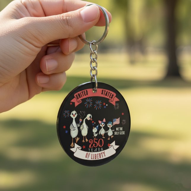 Patriotiska USA 250 år av frihet Dumma gäss (Patriotic US 250 Years of Liberty Silly Geese Keychain)