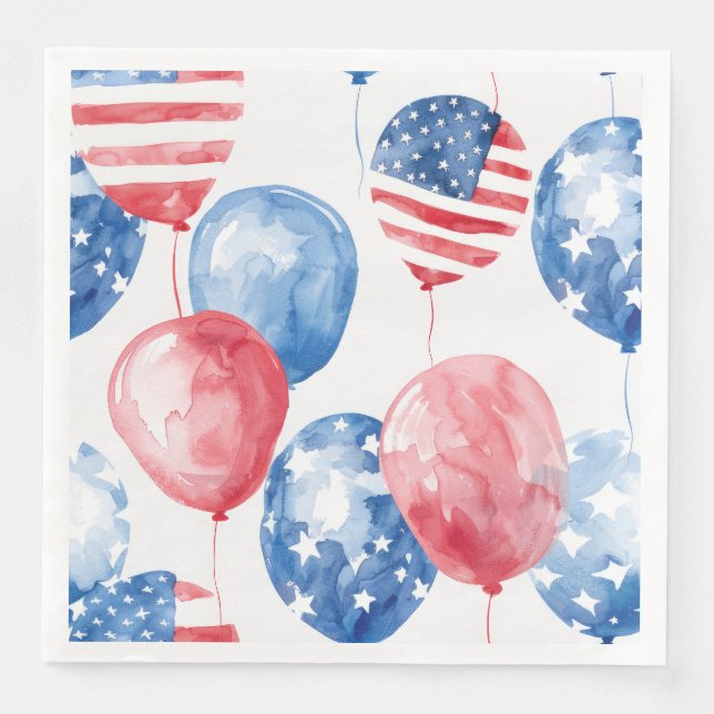 Patriotiska USA-ballonger Pappersservett (Framsida)