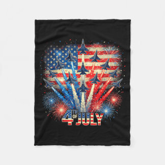 Patriotiska usa flagga stridsflygplan rolig 4 juli fleecefilt