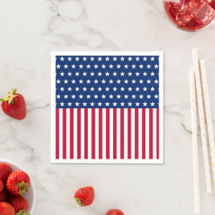 Patriotiska USA-flaggans stjärnor och ränder röda  Pappersservett