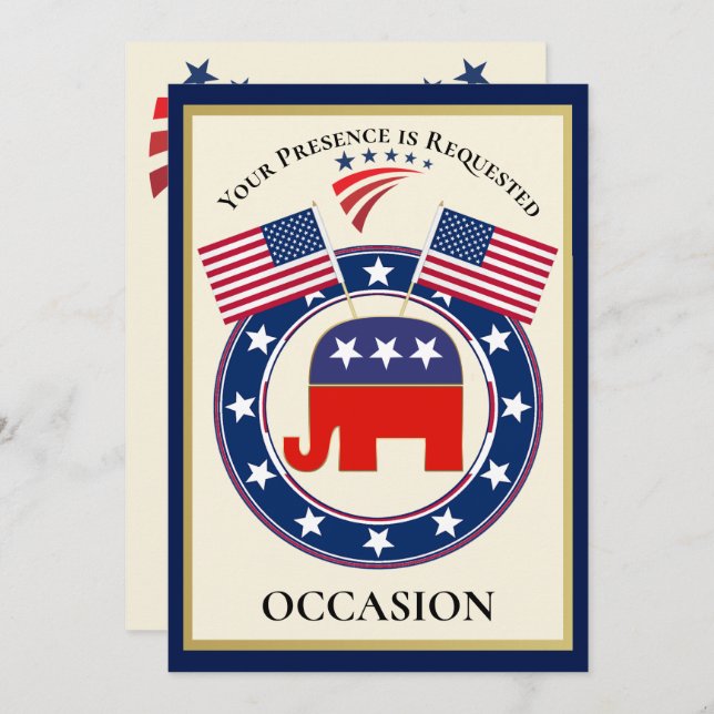 Patriotiska USA Inbjudningar (Fram/baksida)