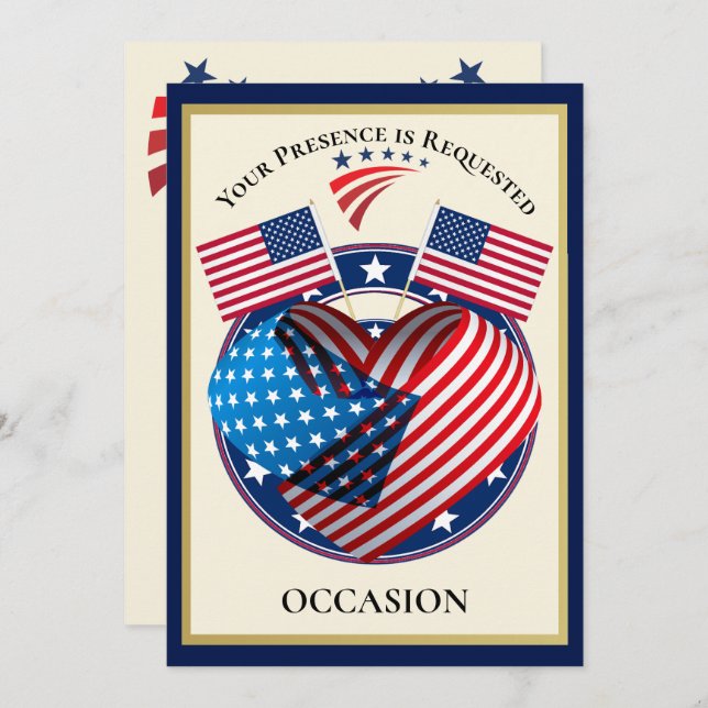 Patriotiska USA Inbjudningar (Fram/baksida)