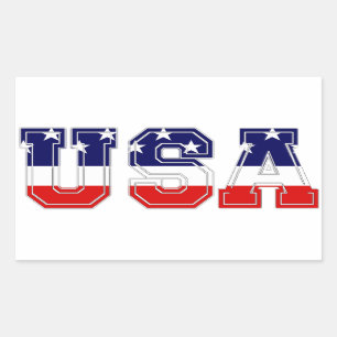 Patriotiska USA-stjärnor och ränder Rektangulärt Klistermärke