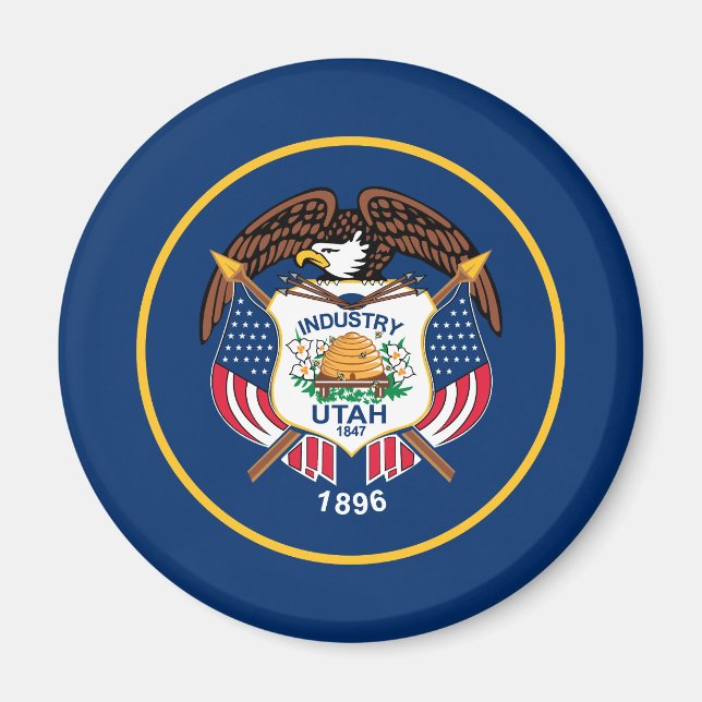 Patriotiska Utahs statsflagga Magnet (Framsidan)