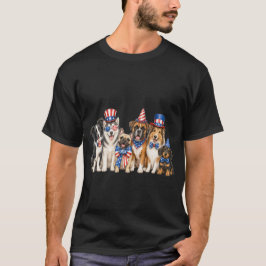 Patriotiska Valpar USA Självständighetsdag Hundar T Shirt