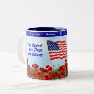 Patriotiska Välsigna dig Amerikanska Mugg-soldater Två-Tonad Mugg