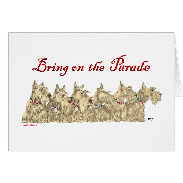 Patriotiska vetekorn Scottish Terriers Hälsningskort (Framsidan Horizontal)