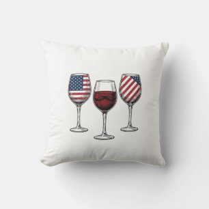 Patriotiska vinglas Vintage Vector skjortdesign Kudde
