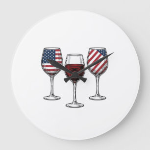 Patriotiska vinglas Vintage Vector skjortdesign Stor Klocka