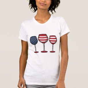 Patriotiska vinglas Vintage Vector skjortdesign T Shirt