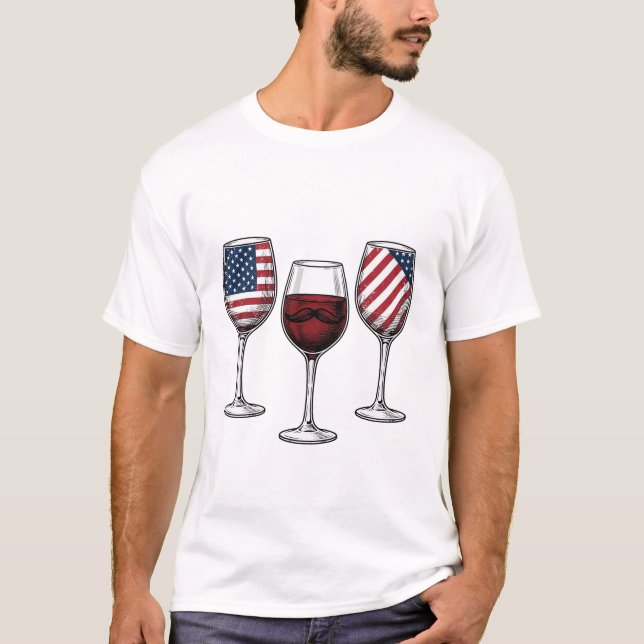 Patriotiska vinglas Vintage Vector T-shirt design (Framsida)