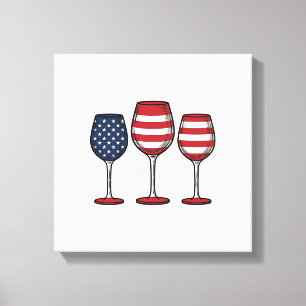 Patriotiska vinglas Vintage Vector T-shirt design Canvastryck