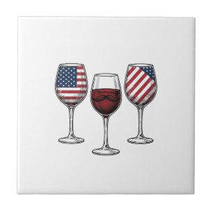 Patriotiska vinglas Vintage Vector T-shirt design Kakelplatta