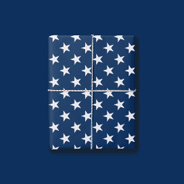 Patriotiska vita stjärnor marinblå amerikansk presentpapper