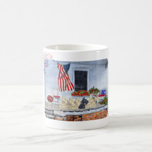 Patriotiska Wheaten- och Black Scottish Terriers Kaffemugg