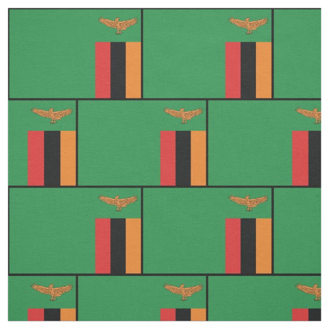 Patriotiska Zambia Flagga Svart Kant Tyg (Provkarta)