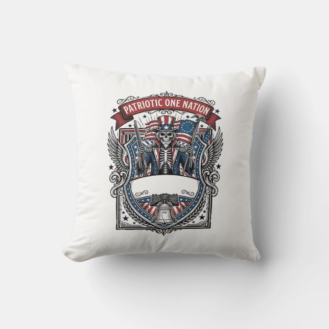 Patriotiske Farbror Sam-skelett Mörk patriot-skele Kudde (Framsida)