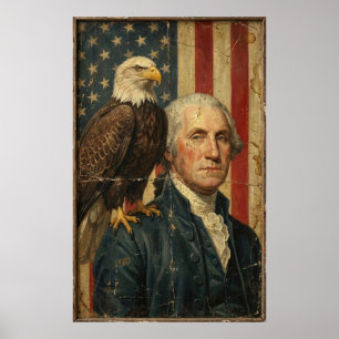 Patriotiske George Washington med havsörn Poster