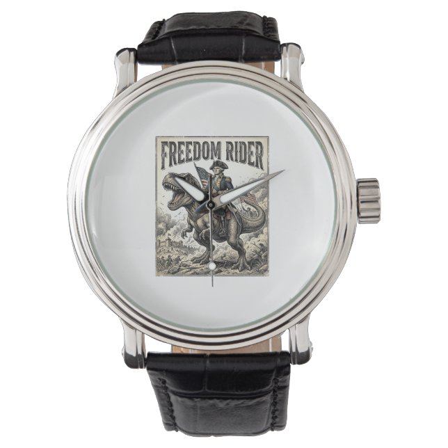 Patriotiske George Washington Ridande T-rex Frihet Armbandsur (Framsida)