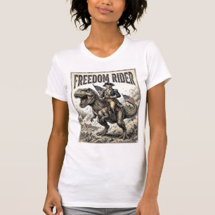 Patriotiske George Washington Ridande T-rex Frihet T Shirt
