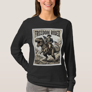 Patriotiske George Washington Ridande T-rex Frihet T Shirt