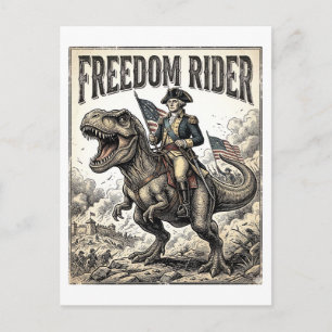 Patriotiske George Washington Ridande T-Rex Frihet Vykort