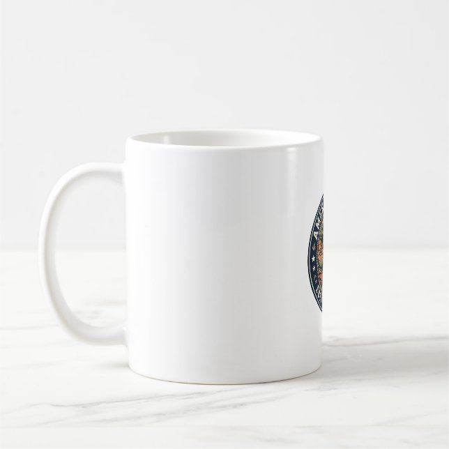Patriotiske George Washington Ridning T-rex Amerik Kaffemugg (Vänster)