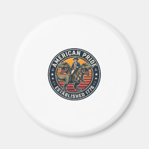 Patriotiske George Washington Ridning T-Rex Amerik Magnet