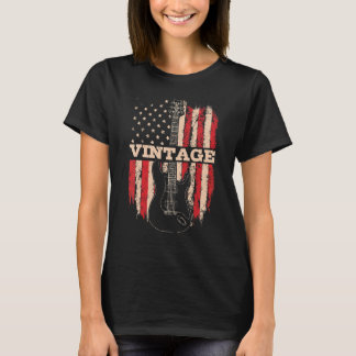 Patriotiskt 4 juli stränginstrument för gitarr t shirt